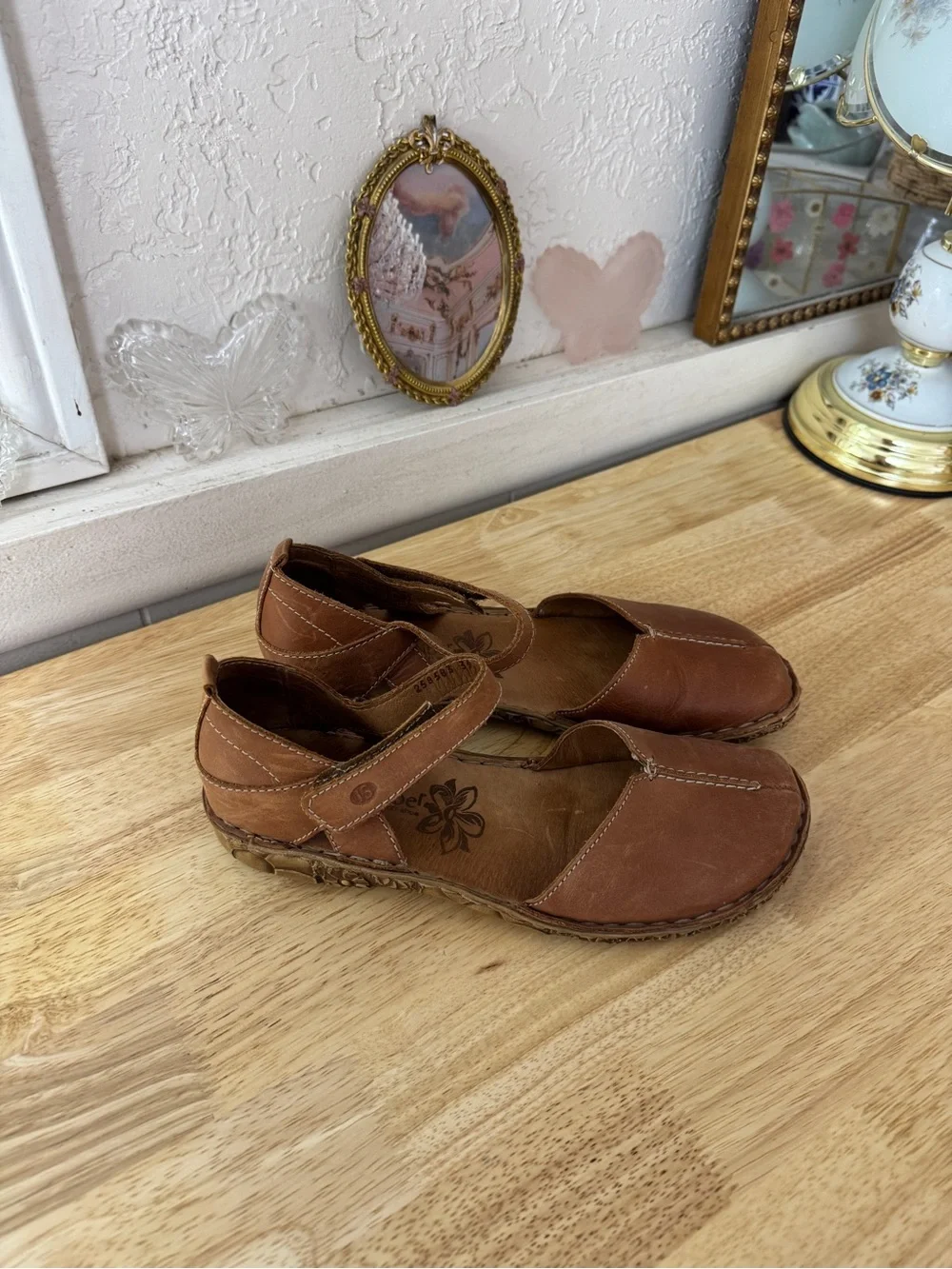 Josef Seibel Brown Leather Mary Jane Comfort Flats EU 39 Minimalist Classic